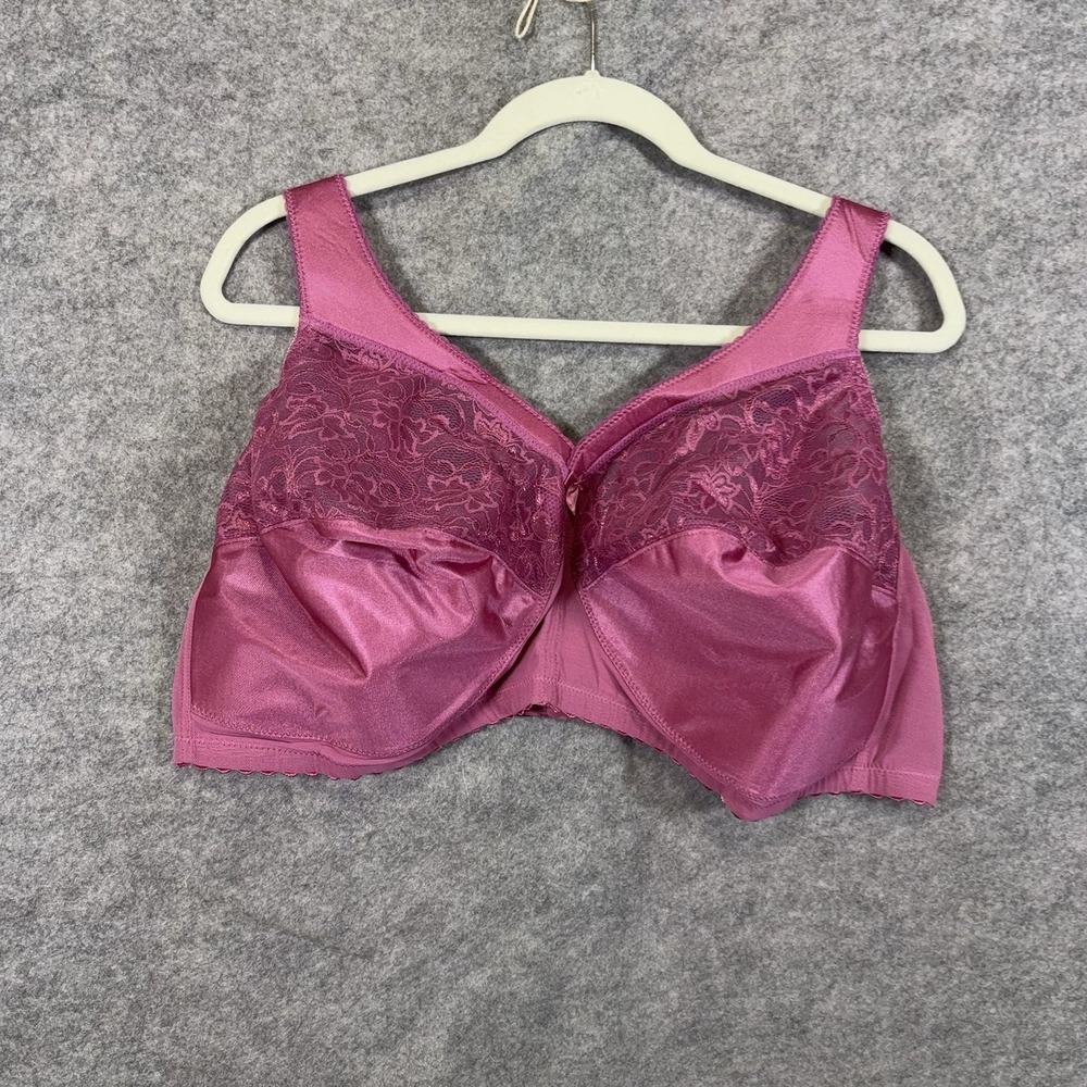 Glamorise MagicLift Original Support Bra 48F Berry Wireless Lace - NEW